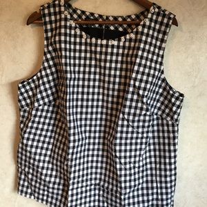 Talbots Gingham Beaded Top